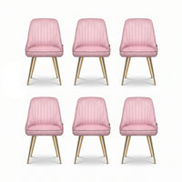 Artiss Dining Chairs Set of 6 Velvet Channel Tufted Pink