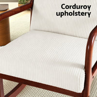 Artiss Rocking Armchair Nursing Chair Corduroy Beige