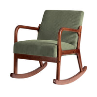 Artiss Rocking Armchair Nursery Chair Corduroy Green