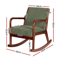 Rocking Armchair Nursing Chair Corduroy Green