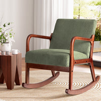 Rocking Armchair Nursing Chair Corduroy Green