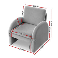 Artiss Armchair Accent Chair Lounge Tub Sofa Couch Curved Arm Seat Boucle Grey