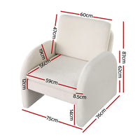Artiss Armchair Accent Chair Lounge Tub Sofa Couch Curved Arm Seat Boucle White