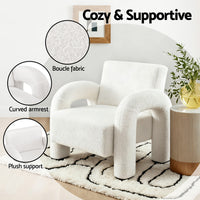 Artiss Armchair Accent Chair Lounge Sofa Couch Curved Seat Boucle White
