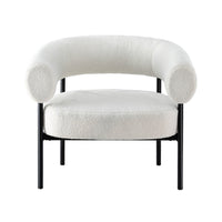 Armchair Accent Chair Curved Boucle White