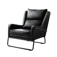 Armchair Accent Chair PU Leather Wingback Black