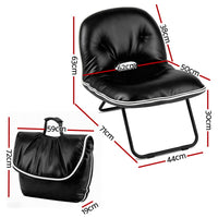 Artiss Foldable Chair 2-In-1 Armchair Lounge Chair Portable Black