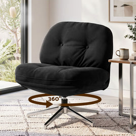Artiss Swivel Chair Nursing Armchair Lounge Corduroy Steel Star Base Black