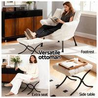 Artiss Armchair Accent Chair Ottoman Lounge Footrest Velvet White
