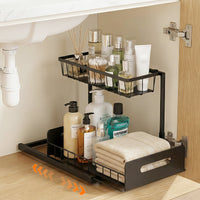 Artiss Under Sink Organizer Storage L Shape 1 Pull Out Drawers Kitchen Cabinet Shelf