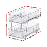 Artiss 2 Pack Clear Pull Out Cabinet Organiser 2 Tier Storage Drawers