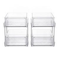 Artiss 2 Pack Clear Pull Out Cabinet Organiser 2 Tier Storage Drawers