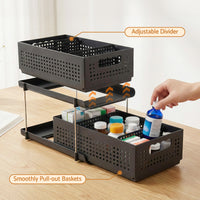 Artiss Under Sink Organizer 2 Tier Pull Out Drawer with Removable Baskets & Divider
