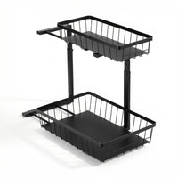 Artiss Under Sink Organizer Storage with 2 Slide Out Drawers 5 Adjustable Height Bathroom Kitchen Cabinet Black