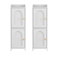 Artiss 2x Bathroom Storage Cabinet 2-Tier Slim Toilet Organizer Adjustable White