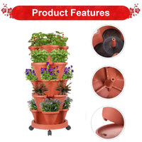 Hivvago 5-Tier Vertical Garden Planter – Stackable Indoor/Outdoor Pot with Base
