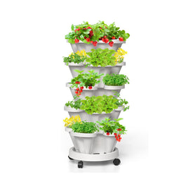 Hivvago 5-Tier Vertical Garden Planter – Stackable Indoor/Outdoor Pot with Base