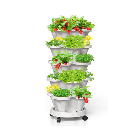 Hivvago 5-Tier Vertical Garden Planter – Stackable Indoor/Outdoor Pot with Base