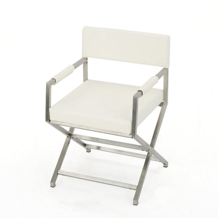 Rocklin Steel & Bonded Leather Director chair Armchair in White
