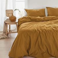 Organic Cotton Basic Ochre Quilt Cover Sets by Bedding House Queen