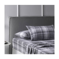 Grey Plaid Cotton Flannelette Sheet Set by Accessorize Single