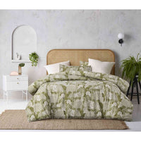 Otway Moss Washed Cotton Green Quilt Cover Set by Accessorize Single