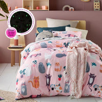 Miaow Glow In The Dark Quilt Cover Sets by Happy Kids Single