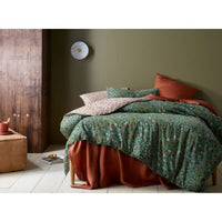 Lisa Washed Cotton Printed Green Quilt Cover Set by Accessorize King