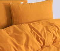 Elan Linen 100% Egyptian Cotton Vintage Washed 500TC Mustard Double Quilt Cover Set