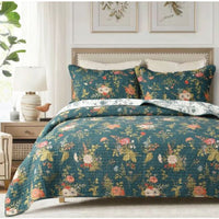 Winter Garden 100% Cotton Quilted 2 pcs Bedspread Coverlet Set King Single