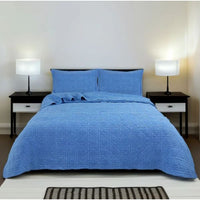 Blue Perennial 100% Cotton Quilted 3 pcs Bedspread Coverlet Set King