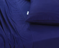 Elan Linen 100% Egyptian Cotton Vintage Washed 500TC Navy Blue Queen Bed Sheets Set