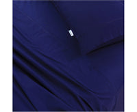 Elan Linen 100% Egyptian Cotton Vintage Washed 500TC Navy Blue Single Bed Sheets Set