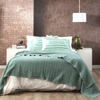 Lexico Cotton Waffle Sage Blankets by Renee Taylor Queen/King