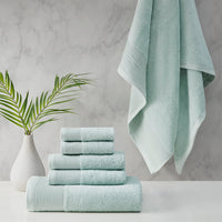 Retreat Cotton Tencel Antimicrobial 6 Piece Seafoam Towel Set by Cloud Linen