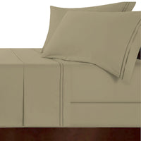 Strada Embroidered 1000 TC Egyptian Cotton Taupe Super King Sheet sets by Renee Taylor