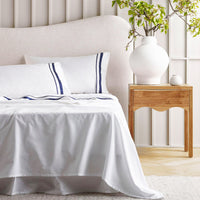 Cloud 1000 TC Egyptian Cotton White Navy Deep Queen Sheet sets by Renee Taylor