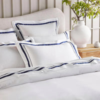 Cloud 1000 TC Egyptian Cotton White Navy Queen Quilt Cover Sets by Renee Taylor