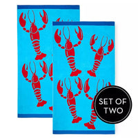 Renee Taylor 2 Pack Jacquard Velour Large Beach Towel 100 x 180 cms Cray Fish