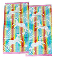 Renee Taylor 2 Pack Jacquard Velour Kids Beach Towel 75 x 150 cms Unicorn