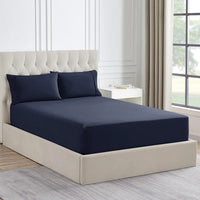 Ddecor Home 1500 Thread count Premium Cotton Blend Indigo Queen Combo Set by Ddecor Home