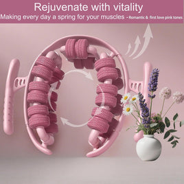 Lymphatic Drainage Massager,Cellulite Massage Roller,Body Sculpting Machine?Thighs Massager, Manual Leg Roller?Relaxing Muscles,360 °28 Wheels Anti Cellulite Roller for Legs (Pink)