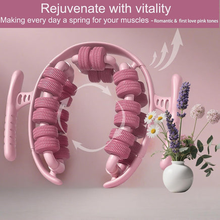 Lymphatic Drainage Massager,Cellulite Massage Roller,Body Sculpting Machine?Thighs Massager, Manual Leg Roller?Relaxing Muscles,360 °28 Wheels Anti Cellulite Roller for Legs (Pink)