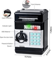 Toys for Kids Ages 5-7, 8-10, Electronic ATM Password Cash Coin Can Auto Scroll Paper Money Saving Box Toys for 6 7 8 9 10 11 12 Year Old Girl Christmas Birthday Gifts black