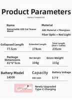 pet products Interactive LED telescopic pole cat teaser stick