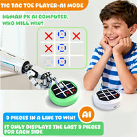 4-in-1 Electronic Tic Tac Toe Game: AI Battle, Two-Player Mode, Memory & Speed Challenge | Handheld Portable Game Console, Suitable for Both Kids and Adults (Batteries Not Included)?green?