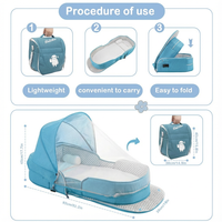 Portable Baby Travel Bassinet with Mosquito Net & Canopy – Foldable Infant Bed, Lightweight Carry Bag (Grey)