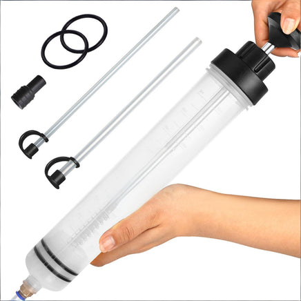 500cc Manual Fluid Extractor Pump – Leak-Free Oil Changer with Dual Rubber Rings, 16-Inch Carbon Steel Shaft, and Two 8-Inch Hoses – Ideal for Brake, Transmission, and Coolant Fluids – Durable Auto Maintenance Tool (Black)