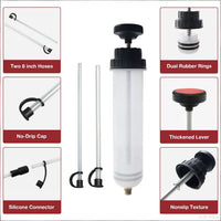 500cc Manual Fluid Extractor Pump – Leak-Free Oil Changer with Dual Rubber Rings, 16-Inch Carbon Steel Shaft, and Two 8-Inch Hoses – Ideal for Brake, Transmission, and Coolant Fluids – Durable Auto Maintenance Tool (Black)