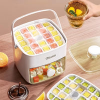Portable Ice Cube Maker with Storage Drawer – BPA-Free, 48-Cube Capacity, Push-Release Tray & Transparent Lid for Cocktails, Coffee, Whiskey(White)